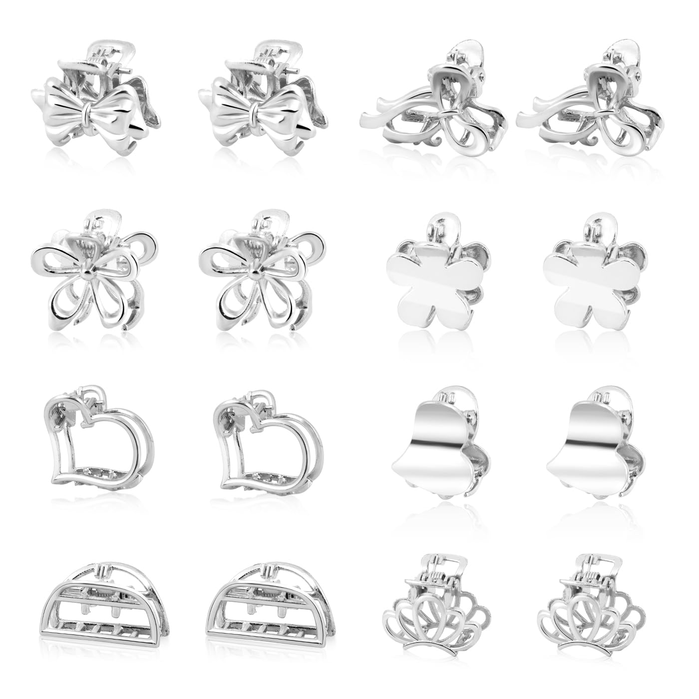 MAYCREATE® 16PCS Small Metal Hair Claw Clips, Mini Cute Flower Jaw Clamps, Nonslip Bangs Pins Hair Accessories for Women Girls-Silver MAYCREATE® 16PCS Small Metal Hair Claw Clips, Mini Cute Flower Jaw Clamps, Nonslip Bangs Pins Hair Accessories for Women Girls-Silver